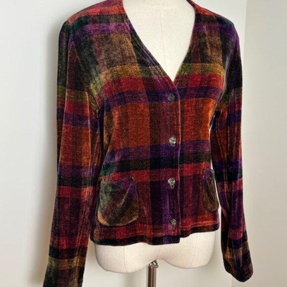 Loominus Handwovens plaid rayon chenille jacket, size M - Picture 9 of 9